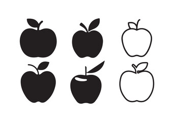 black apple icon. eco fruit sign. fresh food symbol. Apple vector silhouette,  ideal for food, health, nature, and diet concepts. vector illustration eps 10
