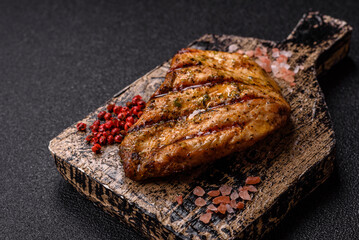 Chicken breast steak, grilled poultry fillet, healthy food, lunch. Chicken steak