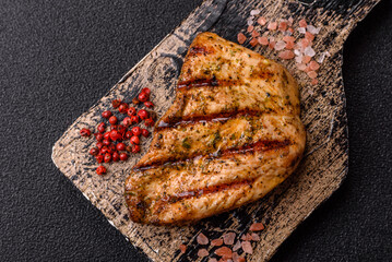 Chicken breast steak, grilled poultry fillet, healthy food, lunch. Chicken steak