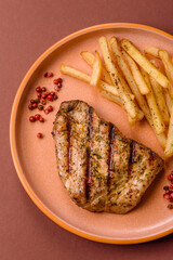 Chicken breast steak, grilled poultry fillet, healthy food, lunch. Chicken steak
