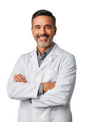 Doctor smiling arms crossed isolated on transparent background