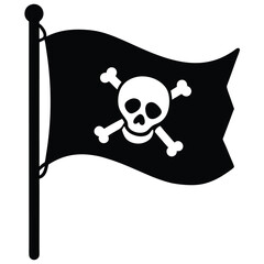 Black pirate flag with skull and crossbones on a white background Keywords: pirate flag, Jolly Roger