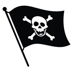 Black pirate flag with skull and crossbones on a white background Keywords: pirate flag, Jolly Roger