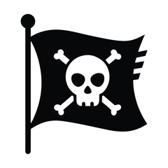 Black Pirate Flag With Skull And Crossbones On White Background Jolly Roger black flag
