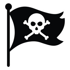 Black Pirate Flag With Skull And Crossbones On White Background Jolly Roger black flag