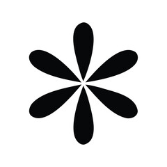 Stylized Black Flower Icon with Six Petals on White Background Image
