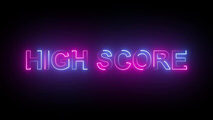 HIGH SCORE neon text icon animation. symbolizing gaming success competition and achievement in digital gameplay. - Powered by Adobe