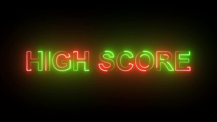 HIGH SCORE neon text icon animation. symbolizing gaming success competition and achievement in digital gameplay. - Powered by Adobe