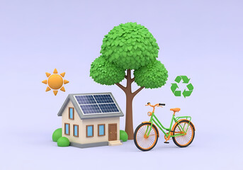 Sustainable Living Concept with Solar Energy and Recycling