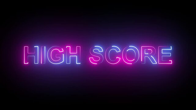 HIGH SCORE neon text icon animation. symbolizing gaming success competition and achievement in digital gameplay. - Powered by Adobe
