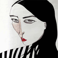 black and white portrait of a woman with a veil