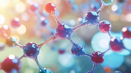 Abstract molecular structure with glowing spheres and connections science chemistry photo