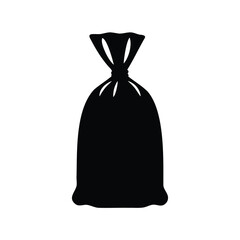 Silhouette of a tied bag, a simple graphic icon representation