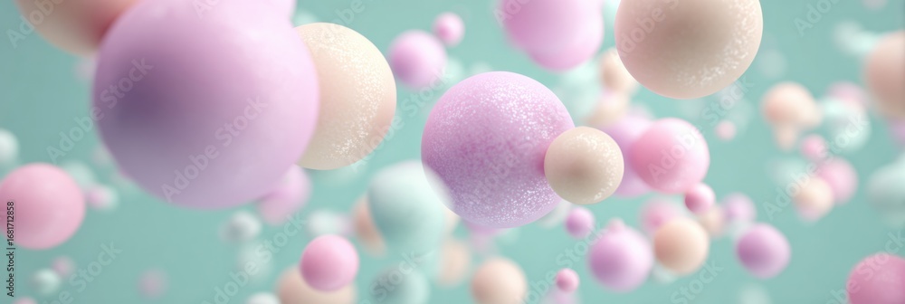 Fototapete colorful three-dimensional spheres in a soft gradient background create a visually appealing abstrac