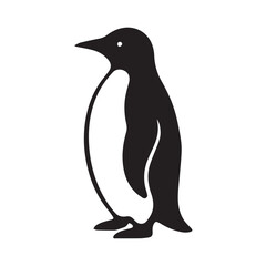 Penguin silhouette black and white vector icon