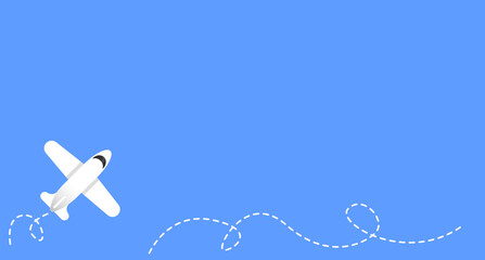Airplane with Dotted Line Path Vector Illustration
