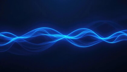 Abstract blue wave energy flowing across dark background.