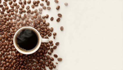 Naklejka premium International Coffee Day Celebration with Coffee Cups and Roasted Beans
