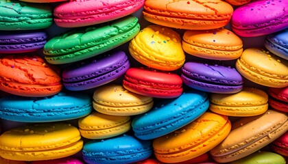 A vibrant display of colorful macarons, showcasing a spectrum of sweet treats.