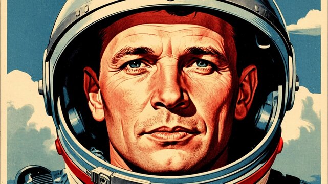 cosmonaut, helmet, cosmonaut wearing a helmet, close-up of an astronaut, face, men