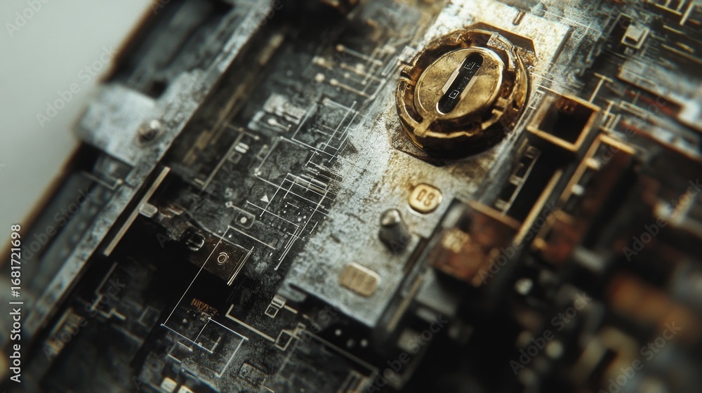 Aufkleber secure lock overlaying data insights cybersecurity environment macro view digital security concept