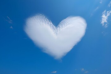 Fototapeta premium Heart shaped cloud against a clear blue sky on a bright sunny day with soft lighting effects
