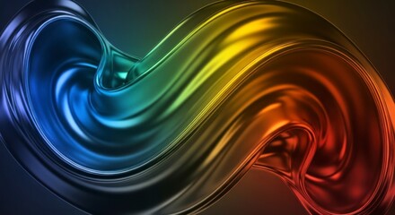 Obraz premium A dynamic, swirling, iridescent abstract design with flowing, smooth shapes and vibrant colors.