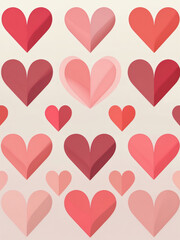 Vibrant hearts cascade in various shades of red, creating a captivating display of love