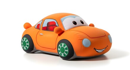 Adorable Orange Plush Car Toy for Kids Cartoon Character Design
