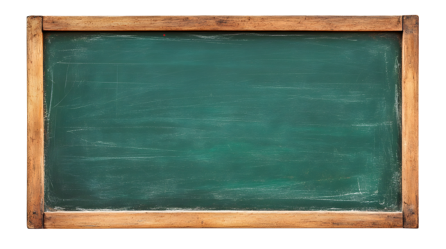 Textured Green Chalkboard with Wood Frame on Black isolated on a transparent background - Powered by Adobe