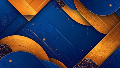 Abstract geometric background with gold accents on a dark blue backdrop
