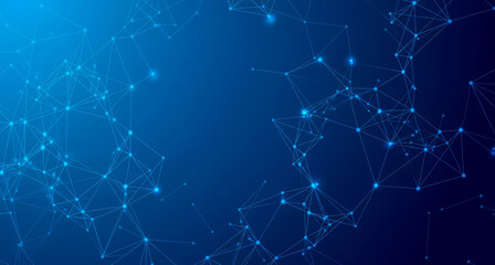 Obraz premium Abstract blue background of connected dots and lines, futuristic design