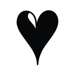 Stylized Black Heart with White Detail, Symbolizing Love and Affection