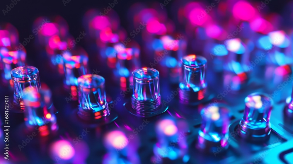 Poster exploring semiconductor nano components laboratory closeup shot high-tech environment macro viewpoin