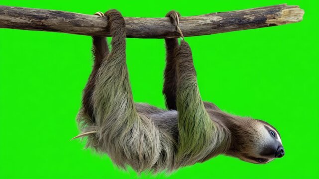 Faultier auf gr&uuml;nem Chroma Key Hintergrund &ndash; Greenscreen Video f&uuml;r Animation und Compositing