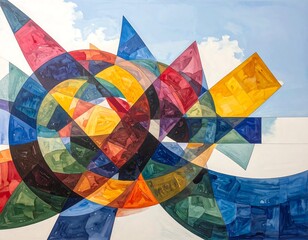 Abstract geometric composition of vibrant colors (2)