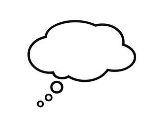 Blank comic thought bubble outline vector illustration. Simple empty cloud shape template for creative text, cartoon, and comic art projects. Editable doodle design for messages.