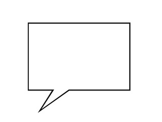 Blank rectangular comic speech bubble outline vector. Simple empty talking balloon for text, cartoon, and pop art design projects. Editable doodle frame for communication messages.
