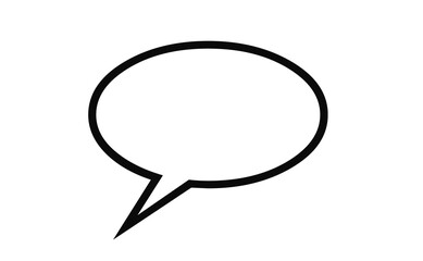 Blank oval comic speech bubble outline vector. Simple empty talking balloon for text, cartoon, and pop art projects. Editable doodle design for communication messages.