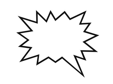 Explosion starburst comic speech bubble outline vector. Dynamic jagged balloon for action text, shouting, or excitement. Bold cartoon frame for dialogue, design, and creativity.