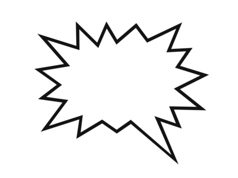 Explosion starburst comic speech bubble outline vector. Dynamic jagged balloon for action text, shouting, or excitement. Bold cartoon frame for dialogue, design, and creativity.