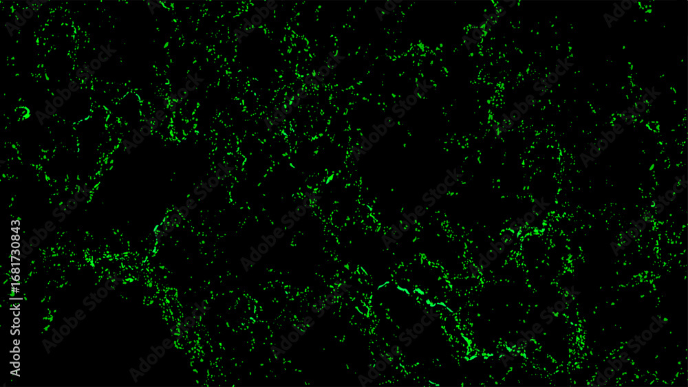 Aufkleber abstract dark background with glowing neon green fractal texture. fine, scattered organic lines and 