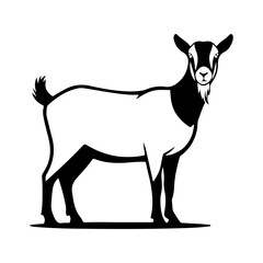 A silhouette of a standing goat.