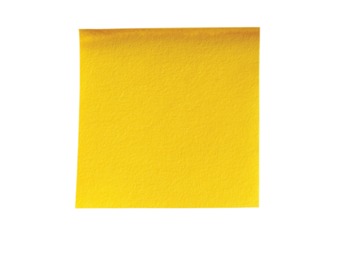 yellow sticky note isolated on transparent White background png