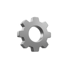 Silver metal cogwheel isolated on transparent background