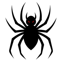 Black spider with red eyes and horns illustration