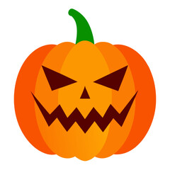 Spooky jack o lantern halloween pumpkin with a mean face