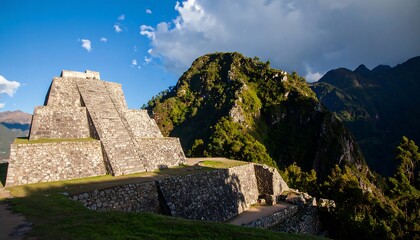 Machu Picchu's Pyramid Inca Wonder Amidst Green Andes Mountains Majestic View