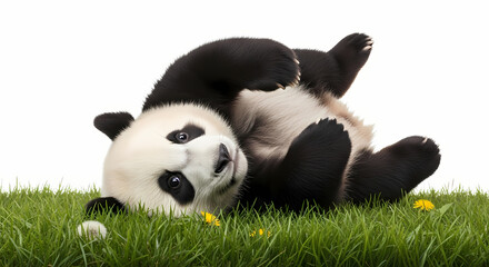 Obraz premium panda eating bamboo