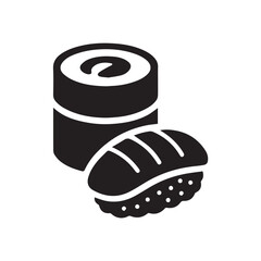 Sushi silhouette black and white vector icon